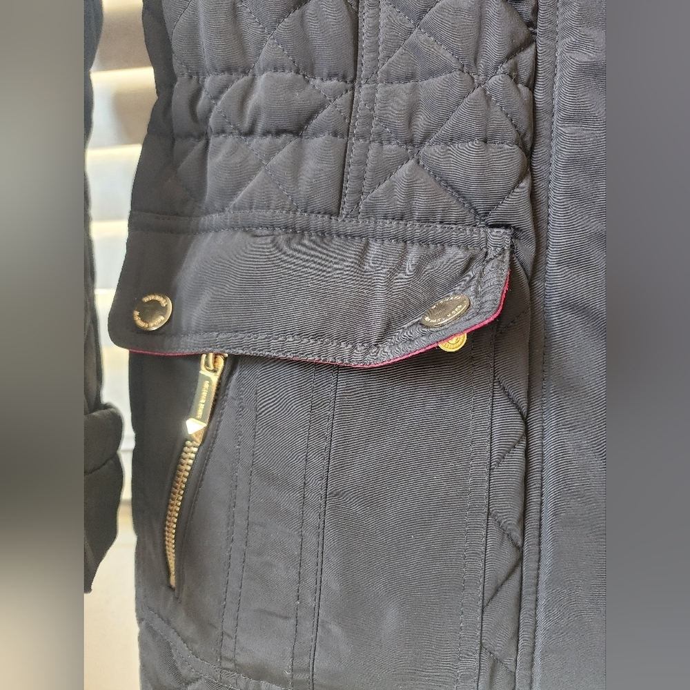 Michael Kors Black Quilted M65 Field Jacket | Pink Trim & Gold Hardware XSP - Picture 8 of 16